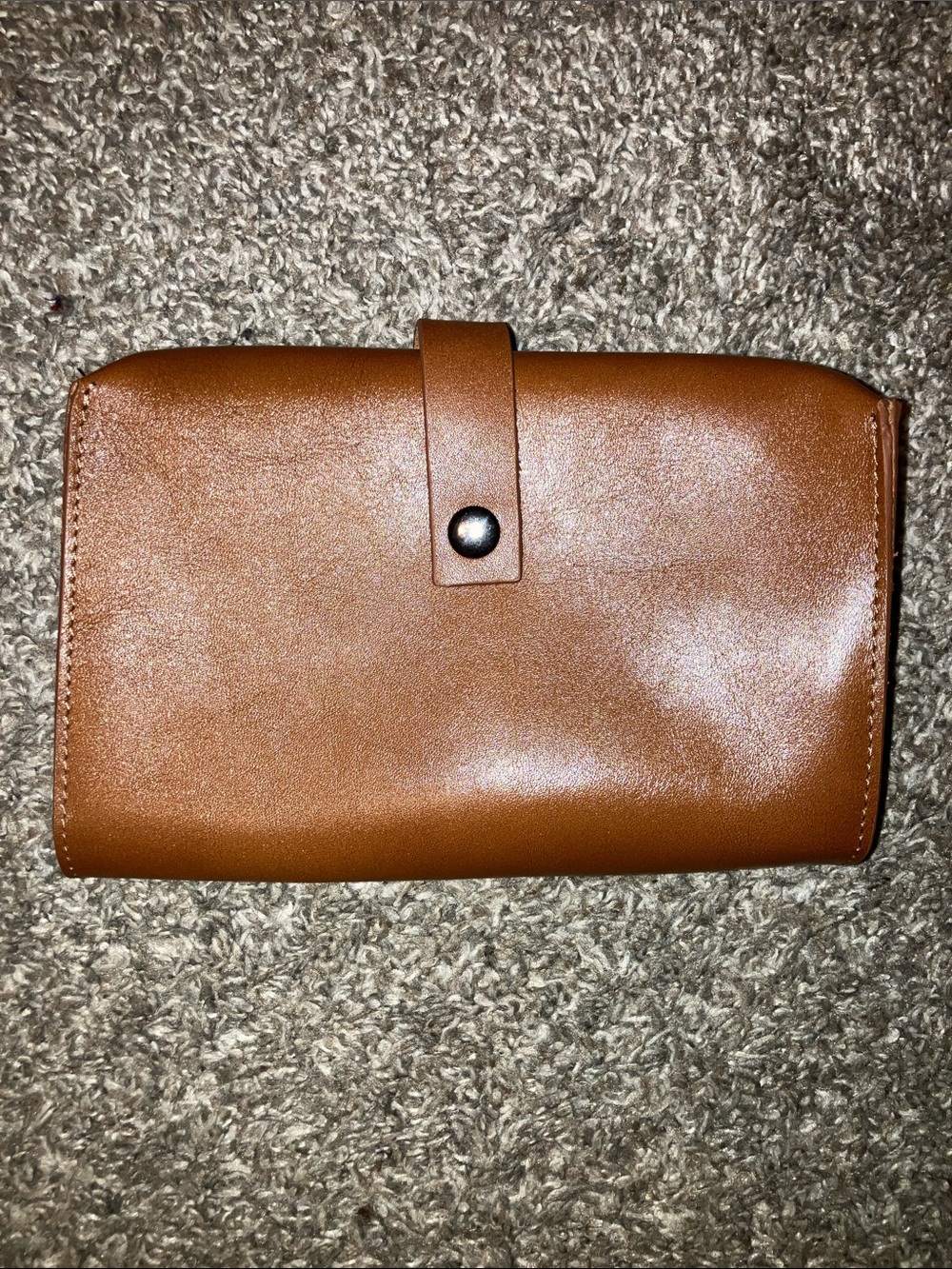 Mark & Graham Tan Leather Wristlet Clutch Travel Bag 7” X 5”